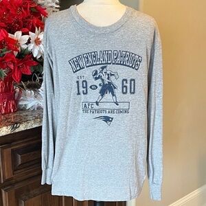 New England Patriots Long Sleeve Cotton Gray T Shirt Mens Large